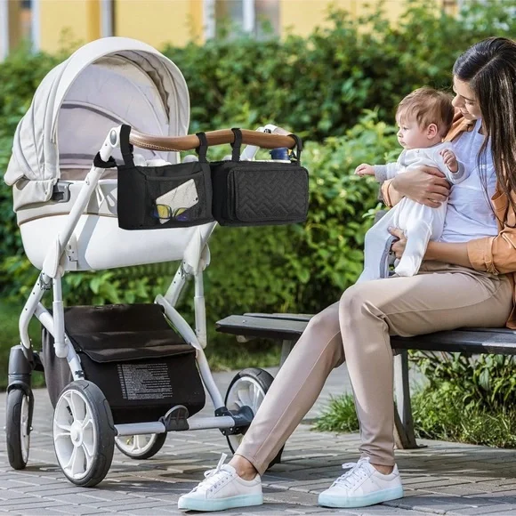 Black Double Stroller Organizer with Cup Holders - Picture 6 of 8